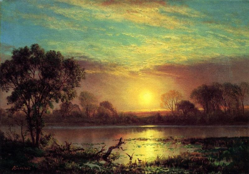 Albert Bierstadt Evening, Owens Lake, California